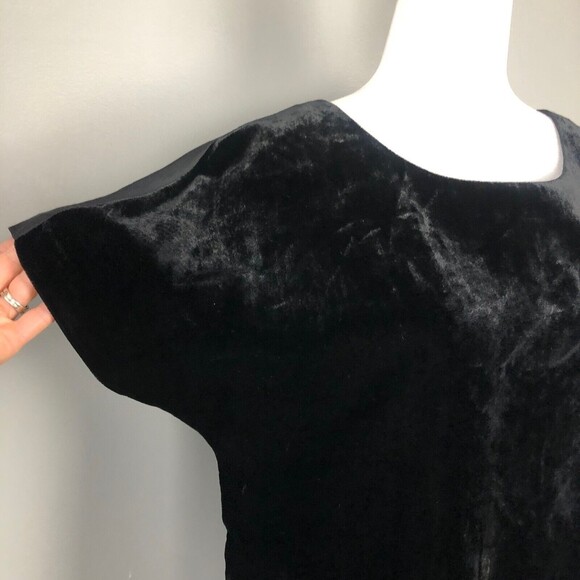 Ann Taylor Loft Womens Black Velour Blouse Short Sleeve Sz Small Holiday Party - Picture 3 of 7